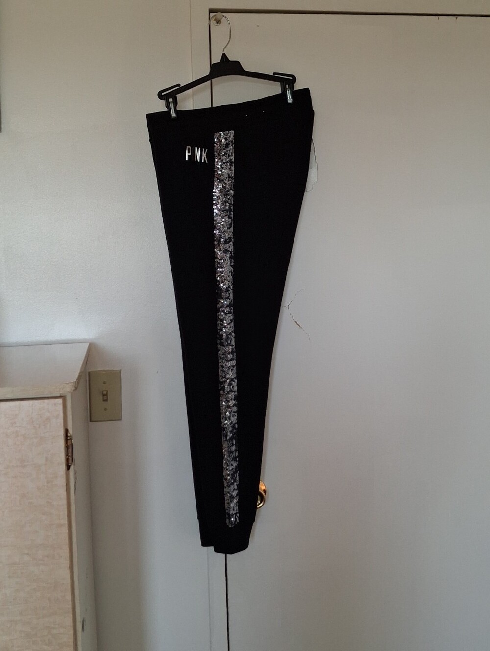 Pink (VS) Black Joggers with Silver Sequin SzM